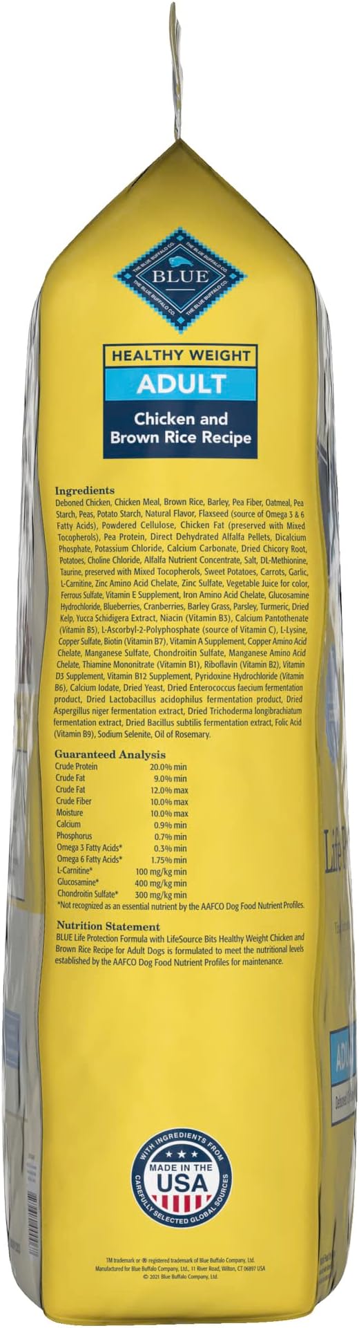 Blue Buffalo Life Protection Formula Natural Adult Healthy Weight Dry Dog Food, Chicken and Brown Rice 30-lb