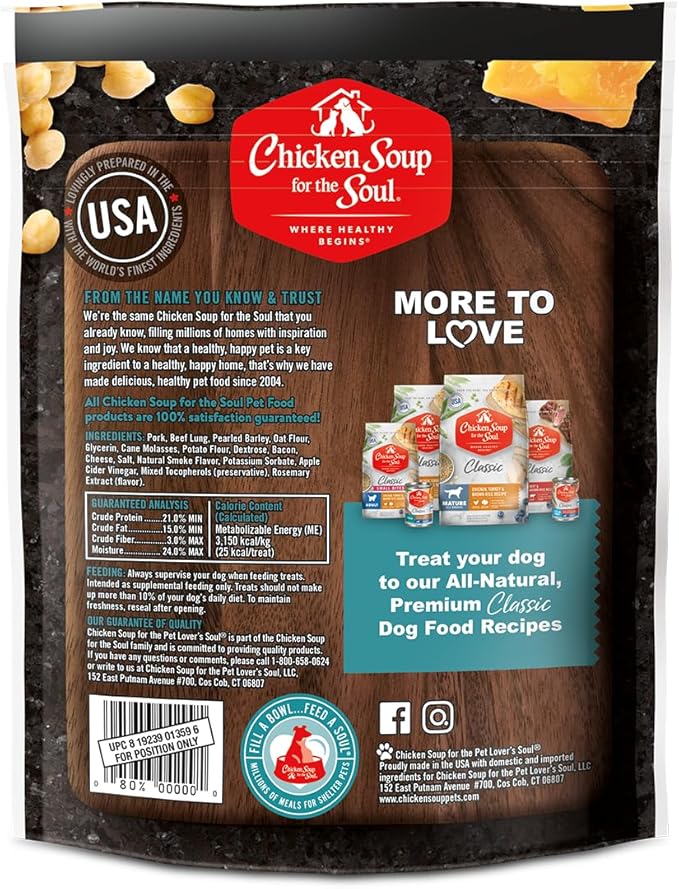 Chicken Soup for the Soul Pet Food Savory Sticks Dog Treats, Bacon & Cheese, 5 Ounce Bag, Soy, Corn & Wheat Free, No Artificial Flavors or Preservatives