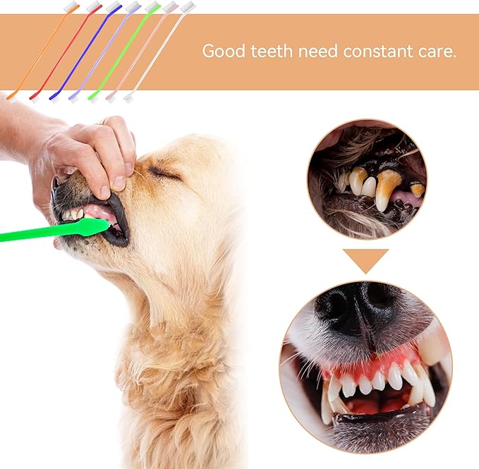 70 Pieces Dual End Dog Toothbrush Pet Toothbrush, Dual headed Pet Tooth Brush, Soft Grooming Dual Side Dog ToothBrush Multicolored for Pet Teeth Cleaning