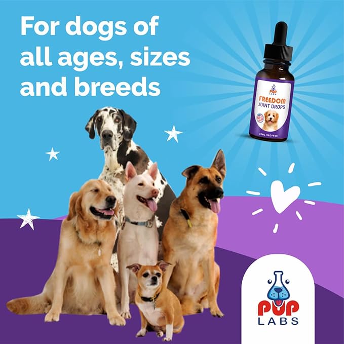 Freedom Joint Drops - Dog Joint Support Supplement Eases Stiffness and Aids Flexibility and Strength - for All Ages, Sizes, and Breeds, 30 ml Dropper
