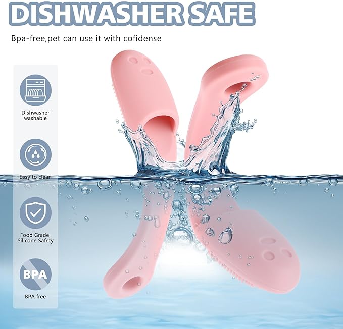 Dog Finger Toothbrush 2 Pack Dog Tooth Brushing Kit Pet Finger Brush Puppy Toothbrush with Food Grade Silicone for Small Medium and Large Dogs Effective Teeth Cleaning