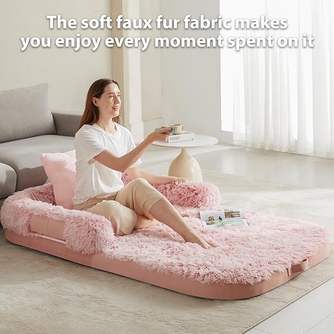 Human Dog Bed for People Adults, Dog Bed for Humans Size Fits You and Pets, Washable Faux Fur Orthopedic Human Dog Bed for People,Dog Bed for Humans