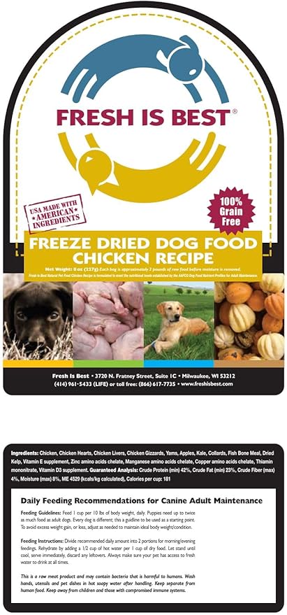 Fresh Is Best - Freeze Dried Raw Dog Food - Chicken, 16 Ounces