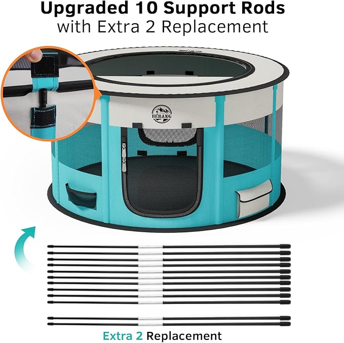 Playpen for Dogs, Large Foldable Pet Play Pens Indoor Outdoor Exercise Pen with Carrying Case Food Bowl for Cat Puppy Rabbit