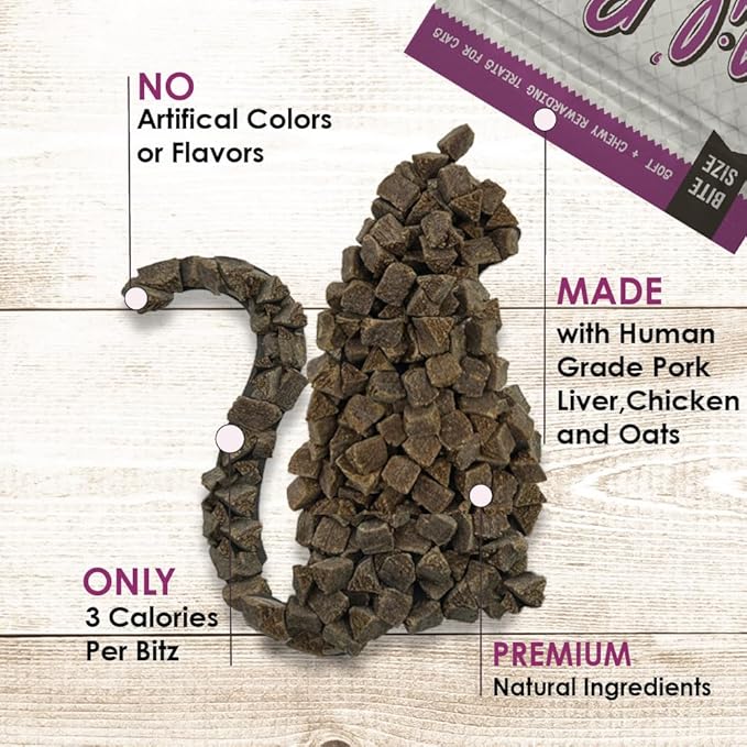 Lil' Bitz training Treats for Cats (3 Pack, All Cat Sizes - Chicken & Liver)