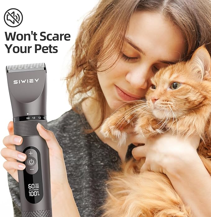 2 in 1 Dog Grooming Clippers with Small Trimmer, 3-Speed High Power Quiet Rechargeable Dog Shaver Hair Clippers Kit, USB Cordless Electric for Dog, Cat, Pet