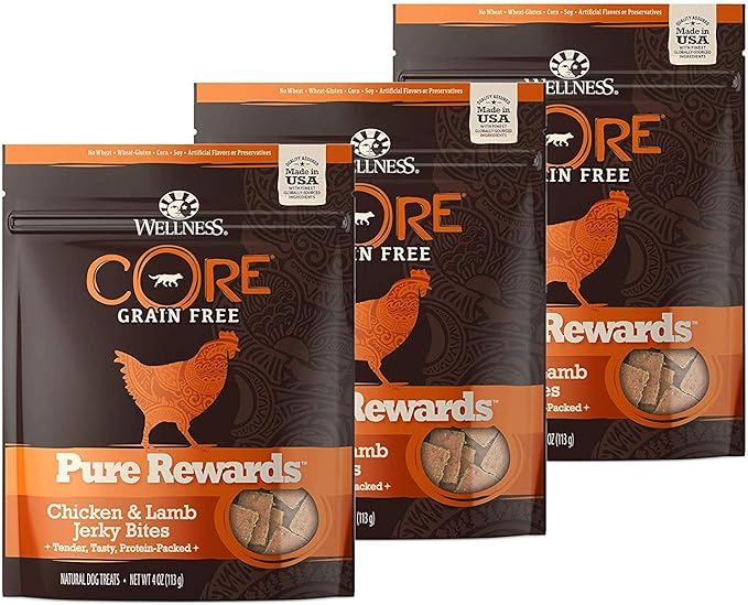 (3 Pack) Natural Grain Free Dog Treats, Soft Jerky Bites, 4-Ounce Bag