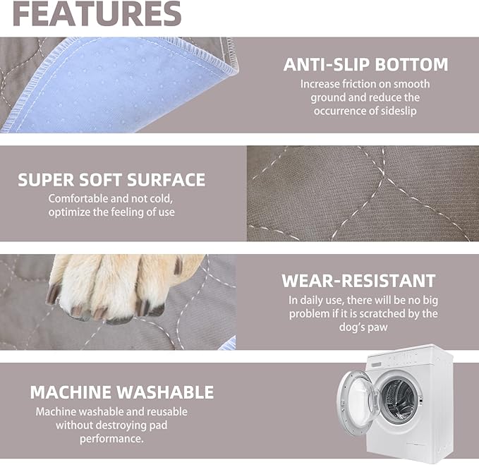 PUPTECK Washable Pee Pads for Dogs - 1 Packs Waterproof Reusable Puppy Potty Training Pads Whelping Mat 72" x 72â- Fast Absorption Non-Slip Pet Food Feeding Mat, Extra Large