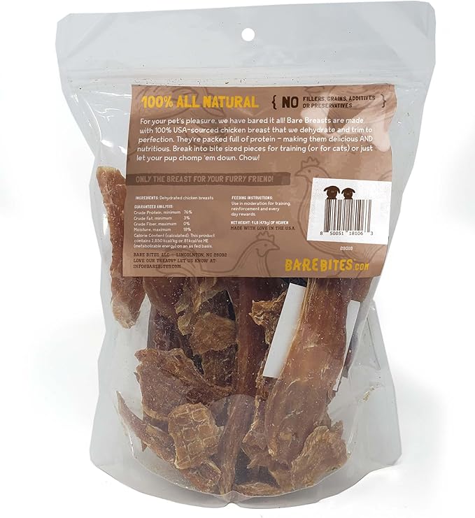 Bare Breast All Natural Chicken Jerky 1lb, Made in USA