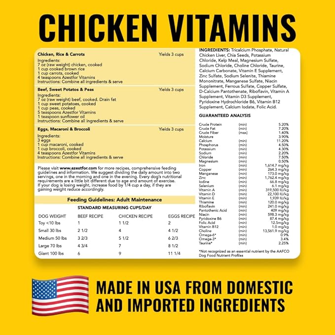 Homemade Dog Food Supplement Dog Vitamins Made in USA Add to Holistic Whole Food Diets Raw BARF All Breeds Puppy Adult 16oz Powder