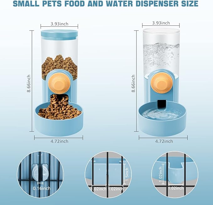 Anti-Spill Automatic Pet Food Water Dispenser, Blue, 1L, Plastic, for Ferret, Guinea Pig, Cat, Dog