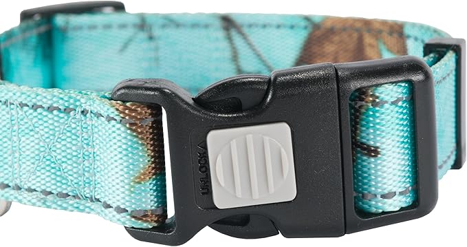Browning Classic Preformance Webbing Pet Collar, Fully Adjustable, Available in Solid Colors and Camo Patterns, Realtree Xtra Seaglass, Large