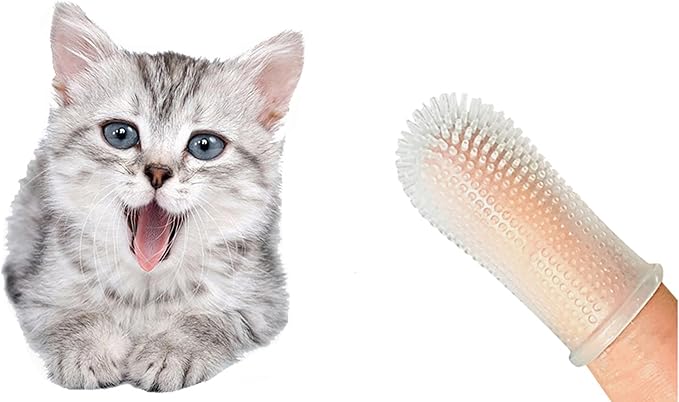 Pet Finger Toothbrush 360º Finger Toothbrush Puppy Toothbrush Cat Toothbrush for Pet Teeth Cleaning&Dog Dental Care (White, 2 Pack)