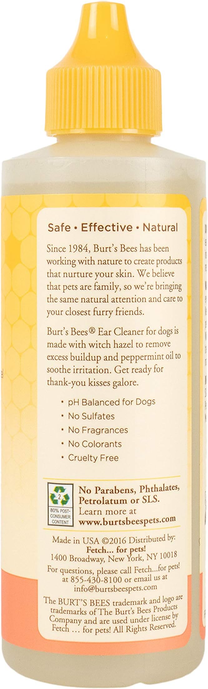 Burt's Bees for Pets Naturally Derived Ear Cleaner with Peppermint and Witch Hazel - Effective & Gentle Dog Ear Cleaning Solution for All Dogs And Puppies - Made in USA, 4 Oz - 2 Pack
