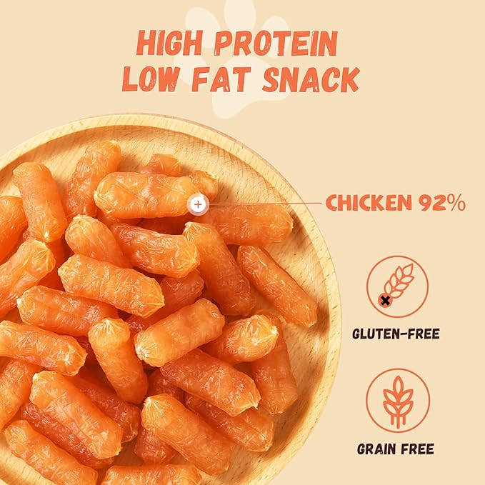 Dog Treats Chicken Sausage, Natural Chicken Jerky Training Treats for Dogs w/Glucosamine, Chondroitin, MSM and Taurine, Low Fat Soft Chewy Snacks 10.58oz