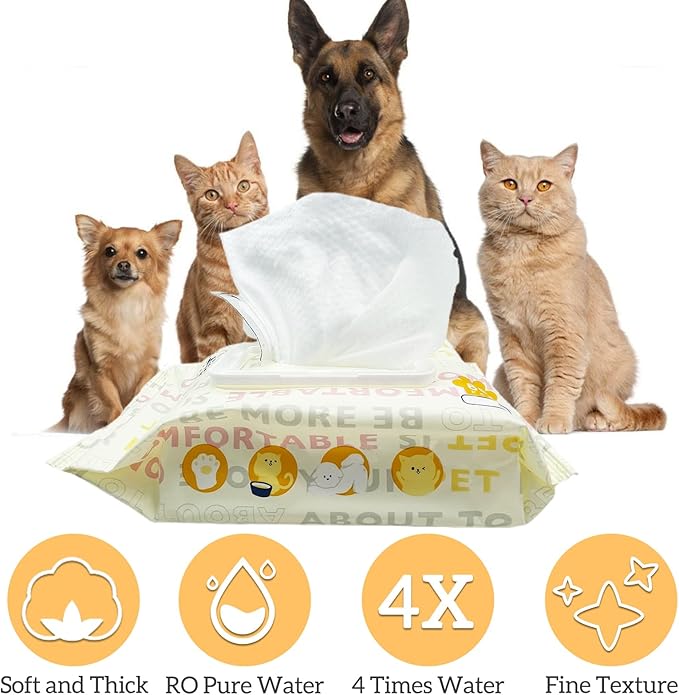 Hamiledyi Pet Wipes for Dogs, 6 Packs of 80 Count Cats Paws Feet Wipe, Soft Thick Puppy Grooming Wipes with Lids for Quick Cleaning Butt Feet Ears Eyes Nose