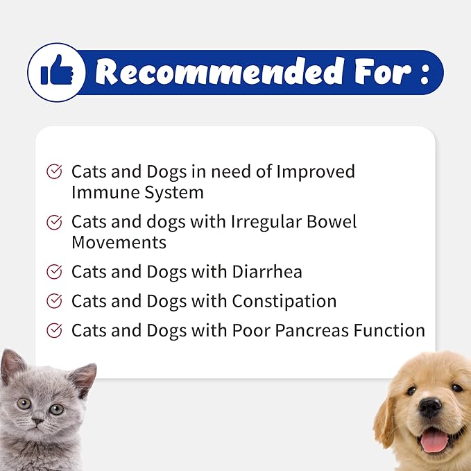 Probiotics Powder Pancreatic Health, Intensive Gut Health, Diarrhea and Constipation, Allergies for Dogs and Cats (120g)