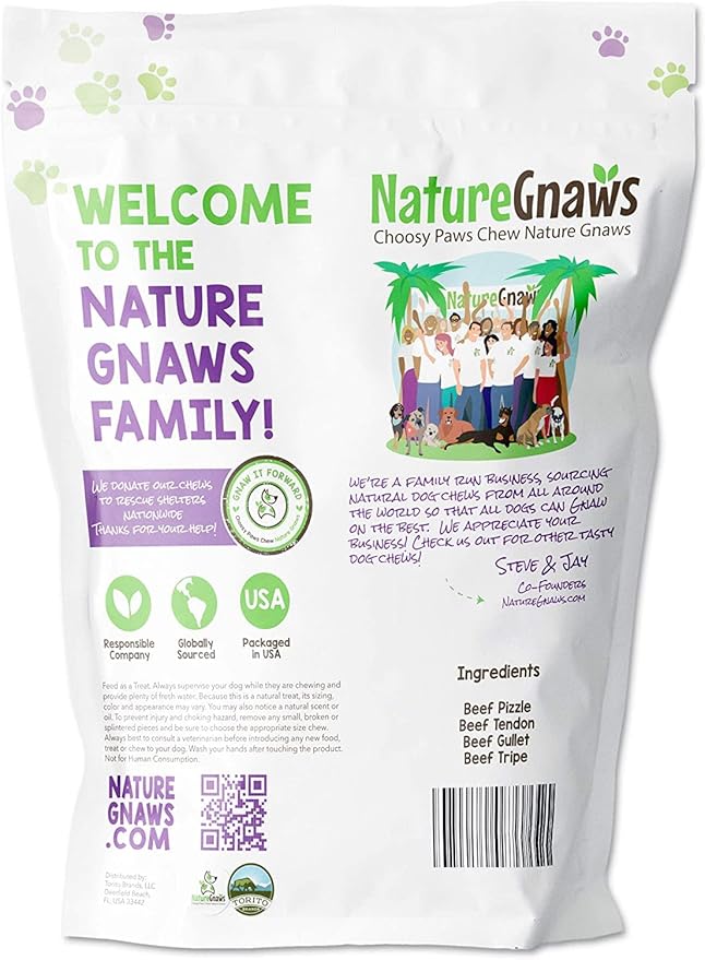 Nature Gnaws Premium Dog Chew Variety Pack - Tripe Twists, Beef Jerky and Bully Sticks for Dogs - Long Lasting Dog Chew Treats - Rawhide Free Dental Bones (18 Count)