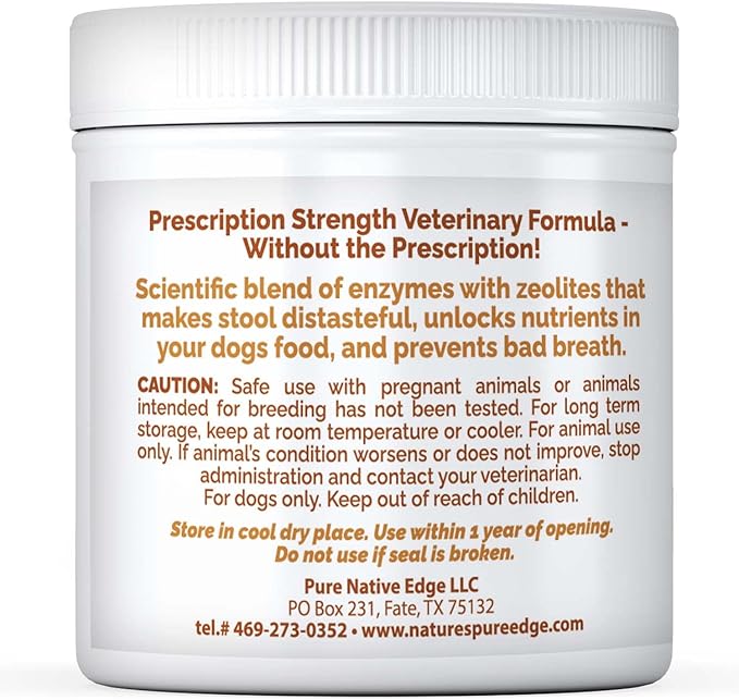 Nature's Pure Edge No Poop Eating for Dogs. Coprophagia Treatment. Digestive Enzyme with Breath Freshener. Stop Eating Poop for Dogs, Stool Eating Deterrent. Extra Large 230 scoops in each jar.