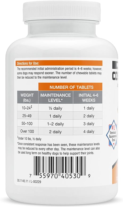 Nutramax Cosequin DS Joint Health Supplement for Dogs - With Glucosamine and Chondroitin, 250 Chewable Tablets