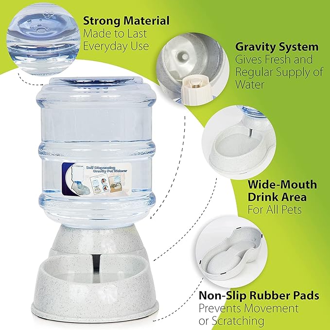 Zone Tech Self-Dispensing Pet Waterer - Premium Quality Durable Self-Dispensing Gravity 3.7 Liters Pet Waterer (2 Pack Self-Dispensing Pet Feeder)