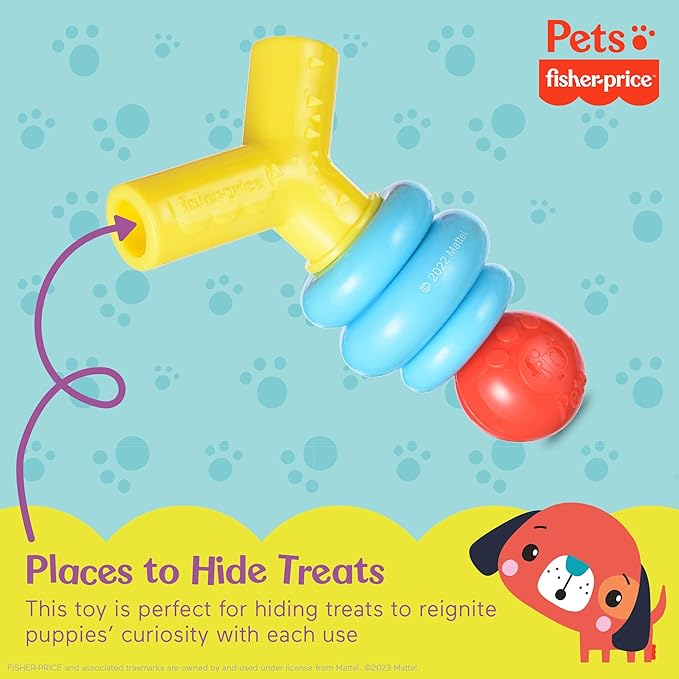 Fisher-Price for Pets Stack N' Relax Resilient Chewer Teething Toy for Puppies | Chew Toy for Puppies, Puppy Teething Toy, Puppy Teether | Multifunctional Dog Toy, Treat Hide Dog Toy