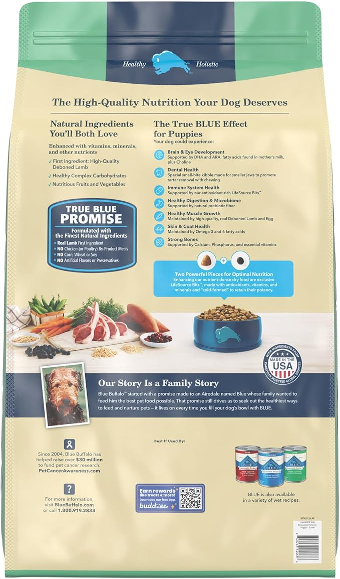 Blue Buffalo Life Protection Formula Natural Puppy Dry Dog Food, Lamb and Oatmeal 34-lb