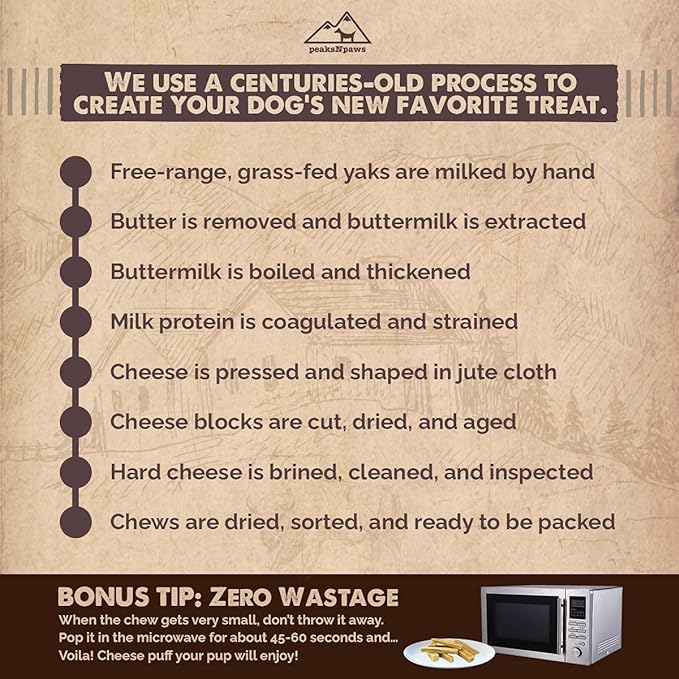 Premium Yak Cheese Dog Treats - Natural Yak Chews from Himalayan Mountains - Grain Free, Lactose Free - Easily Digestible, Promotes Oral Health (3 Lb. Bag)