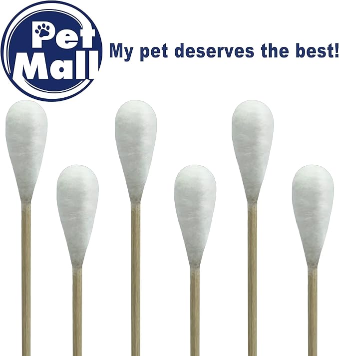 Original Big Cotton Buds for Pets – Premium Cat and Dog Ear Cleaner Cotton Swabs – Soft, Absorbent Cleaning Ear Bud with Long 6 Inch Wood Handle (200pcs Large)
