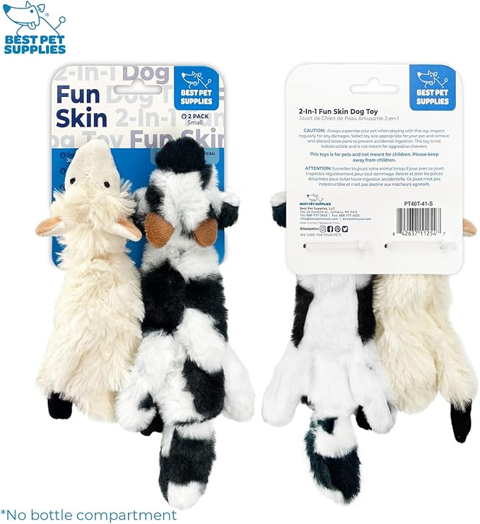 Best Pet Supplies Stuffing Free Squeaky Dog Toys for Small Dogs, Medium Dogs, and Large Dogs, Durable, Best Dog Chew Toy for Teething Puppy, Indoor Play - Sheep, Cow, Small