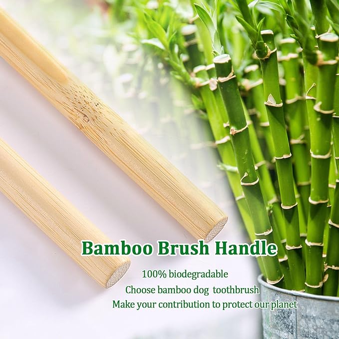 JGocot 3Pack Dog Toothbrush, |Ultra Soft Micro Nano Bristle| Pet Toothbrush for Sensitive Gum&Teeth,Eco-Friendly Natural Dog Bamboo Toothbrush Dog Dental Care Kit for Medium/Large Breed Dogs