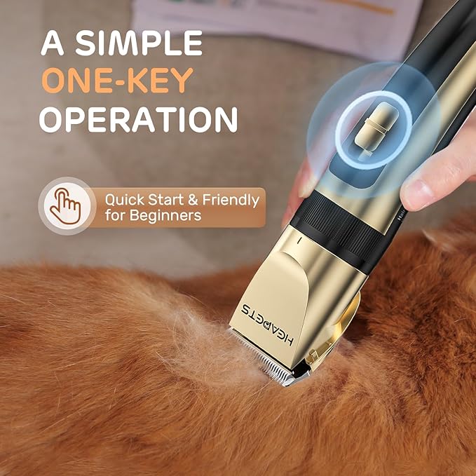 Dog Clippers for Grooming, 2 Pack Pet Hair Trimmers with 2 Speed Grooming Mode, Rechargeable, Cordless, Electric Quiet, Suitable for Dogs Cats (Gold)