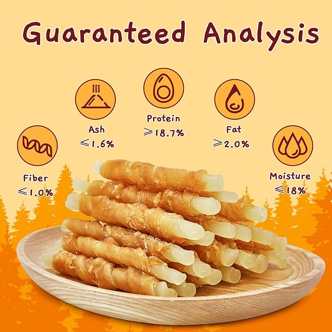 Jungle Calling Rawhide Free Healthy Treats for Dogs, Chicken Wrapped Cod Sticks Dog Treats, Soft Chewy Treats for Training Rewards, 10.6 oz (Chicken)