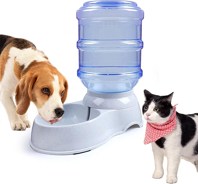 Pet Water Dispenser Station - 1 Gal Replenish Pet Waterer for Dog Cat Animal Automatic Gravity Water Drinking Fountain Bottle Bowl Dish Stand