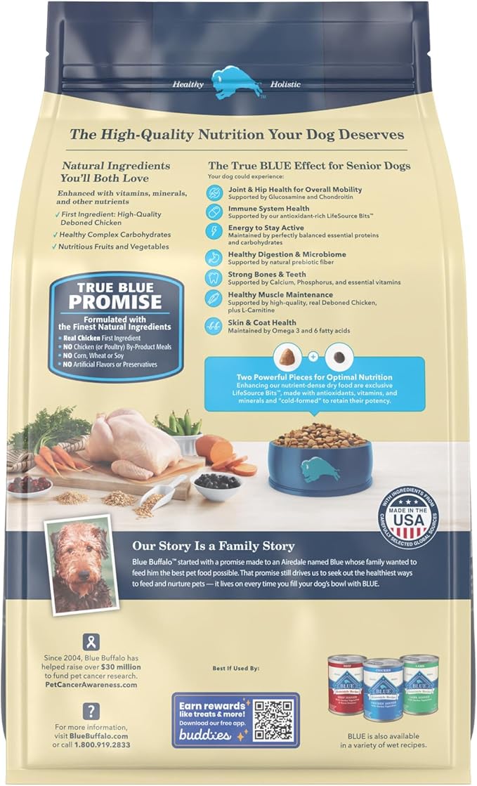 Blue Buffalo Life Protection Formula Natural Senior Dry Dog Food, Chicken and Brown Rice 5-lb Trial Size Bag