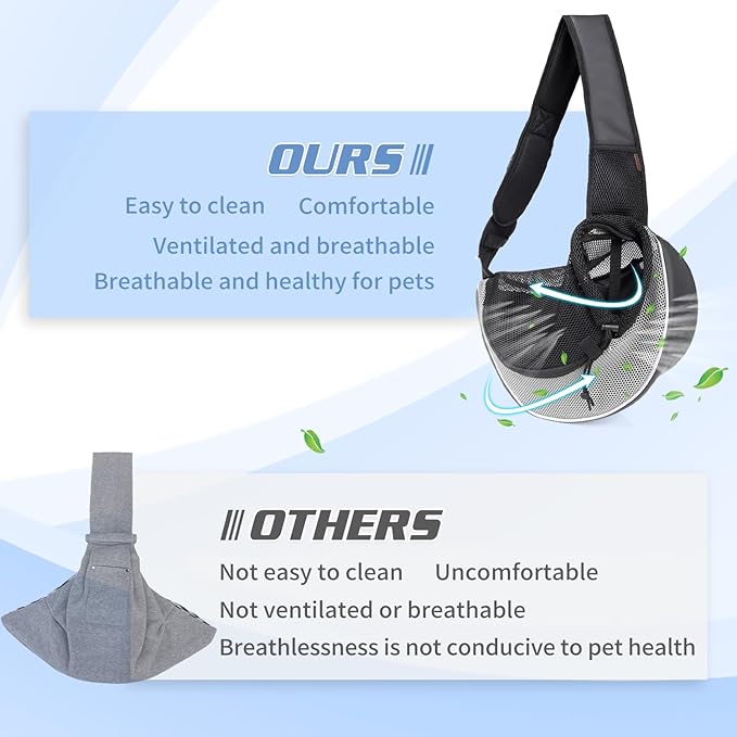 YUDODO Pet Dog Sling Carrier Breathable Mesh Travel Safe Sling Bag Carrier for Dogs Cats