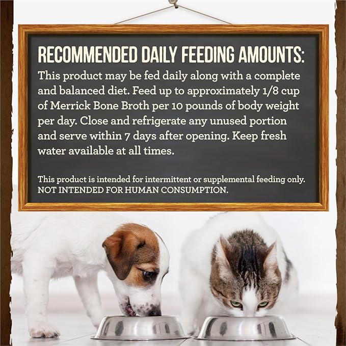 Merrick Grain Free Bone Broth, Premium Human Grade And Gluten Free Dog And Cat Food Topper Pouches, Turkey - 7 oz. Pouch