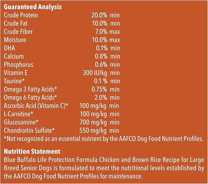 Blue Buffalo Life Protection Formula Natural Senior Large Breed Dry Dog Food, Chicken and Brown Rice 34-lb