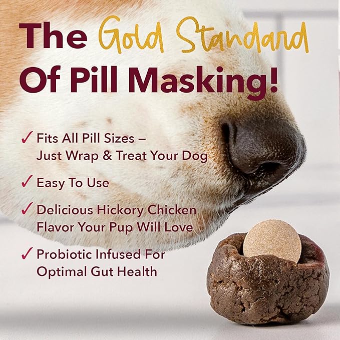 iHeartDogs Probiotic Pill Paste Wrap for Dogs – 4 oz Chicken & Bacon Flavored Pill Masker for Picky Dogs - Hide Medication in This Tasty Hide-A-Pill Dough