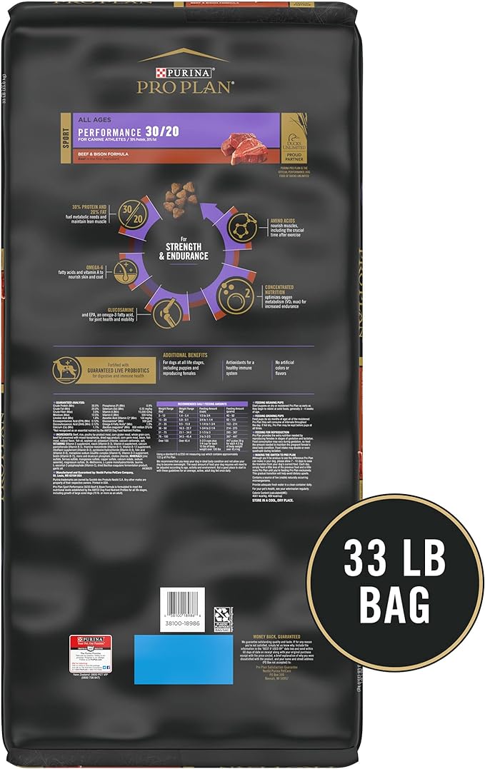 Purina Pro Plan Sport Performance 30/20 Beef & Bison Formula Dry Dog Food - 33 Lb. Bag