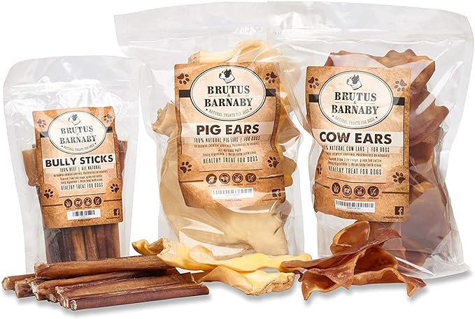 BRUTUS & BARNABY Grass Fed Bully Sticks for Dogs, Fully Digestible Dog chew, Grain Free, Rawhide Free, 100% Natural Beef, Small Batched for Freshness and Low Odor