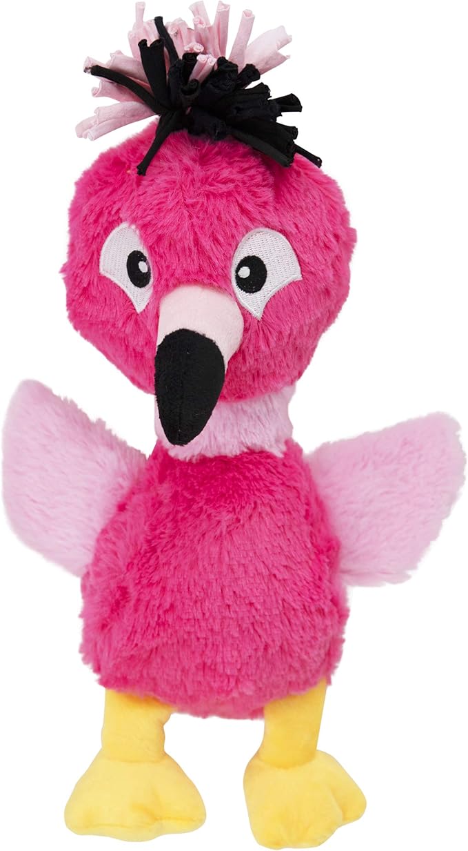 Outward Hound Braidy Budz Pink Flamingo Dog Toy - Cozy Plush Outside with Twisted Braided Jersey Inside, Small