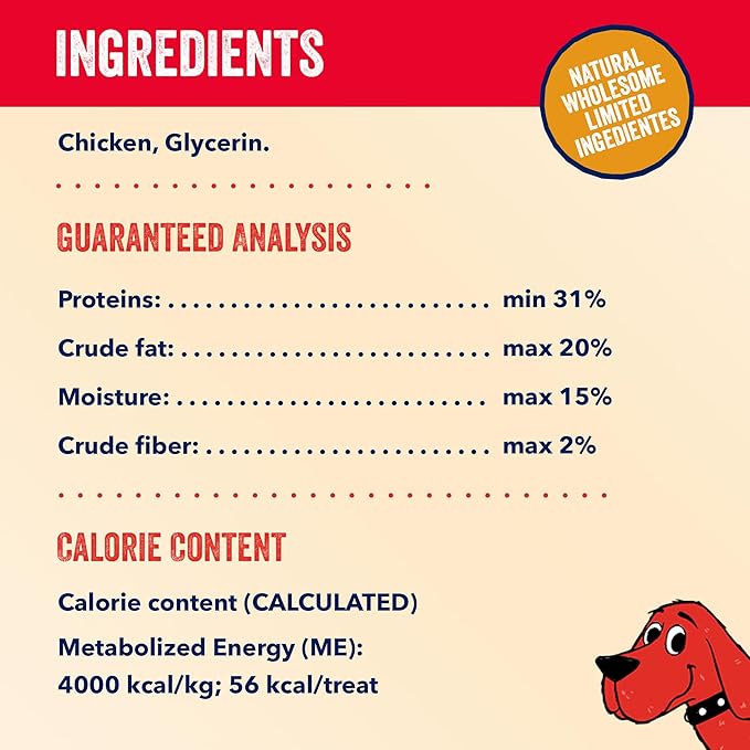 Clifford® Chicken Jerky Dog Treats | Healthy Dog Treats Small Dogs, Medium and Large Dogs | Real Chicken Jerky for Dogs, Grain Free, Rawhide Free Dog Chews - Just Two Ingredients (24oz)