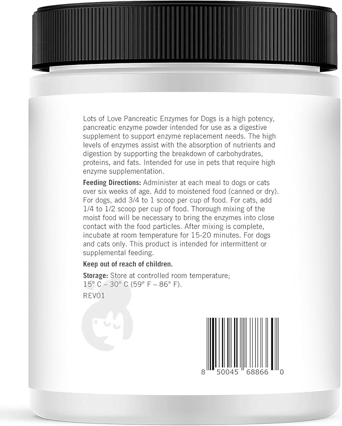 Pancreatic Digestive Enzymes for Dog & Cat (8 Oz Powder) - Thomas Labs Bio Case Earlier - Good Support for EPI - Lots of Love Pet Products