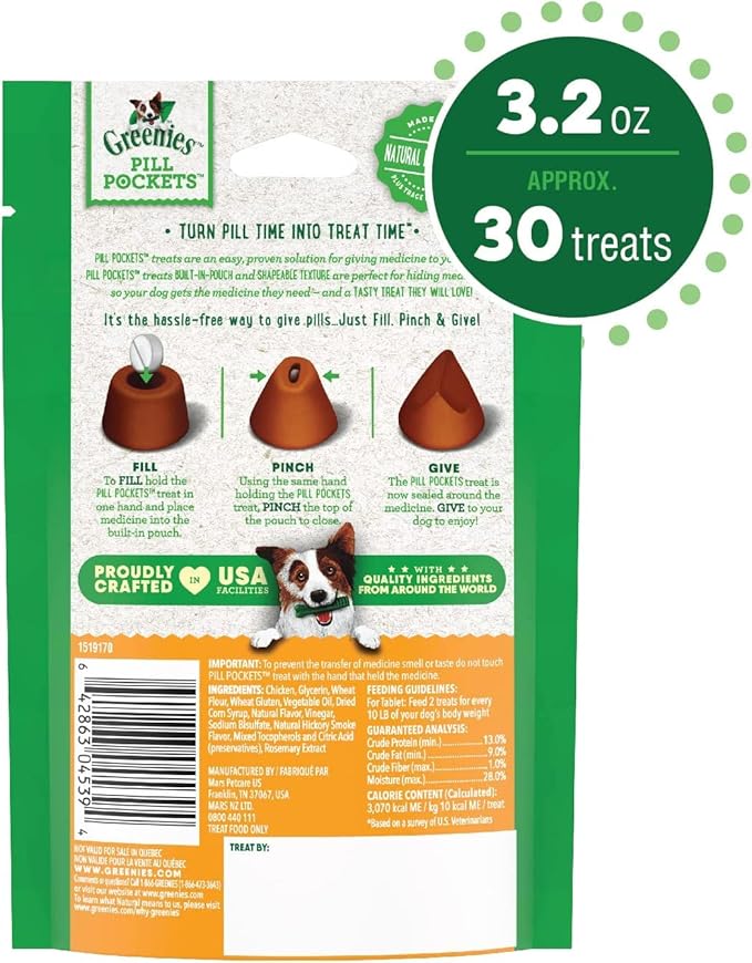 Greenies Bundle Pack Pill Pocket Tablet for Dogs (3 Pack) Flavored Dog Treats (90 Tablets) Bundle Dental Treats