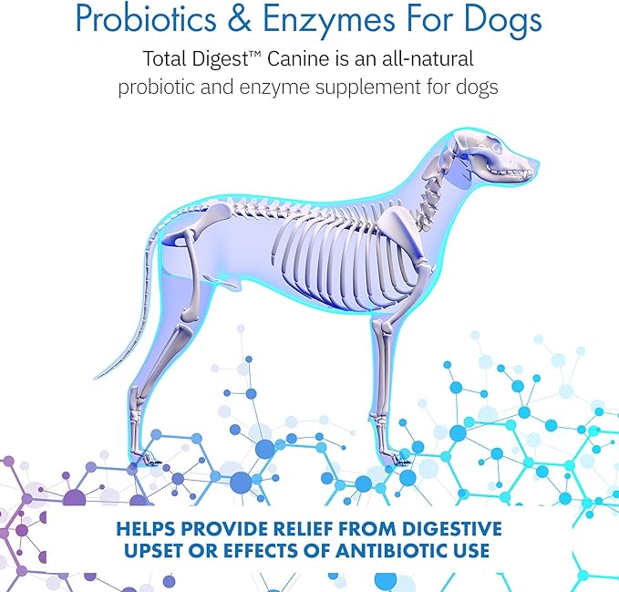 Total Digest™ Canine Probiotics and Enzymes for Dogs, All-Natural Digestive System Dietary Supplement Formula for Dogs (120 Days)