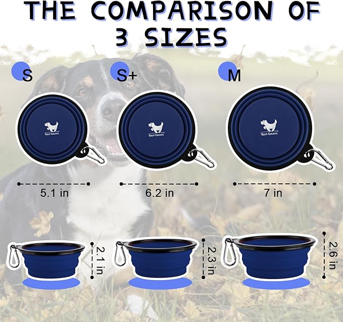 Collapsible Dog Bowls for Travel, 2-Pack Dog Portable Water Bowl for Dogs Cats Pet Foldable Feeding Watering Dish for Traveling Camping Walking with 2 Carabiners, BPA Free