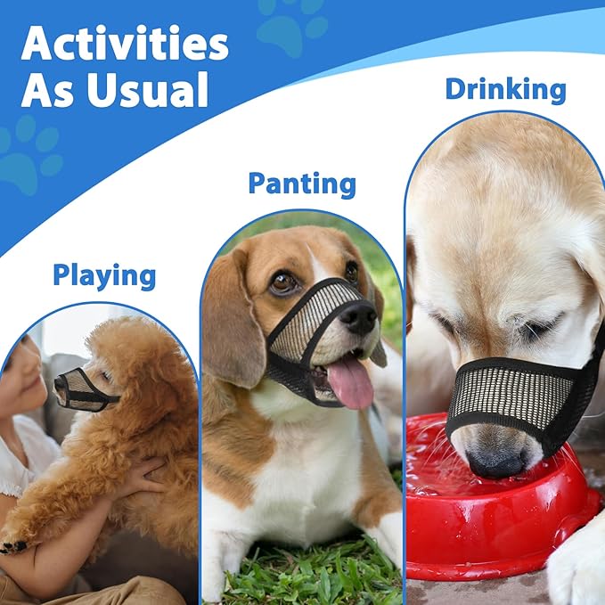 LUCKYPAW Dog Muzzle Suits for Small Medium Large Dogs, Mesh Muzzle Pack for Dogs Anti Biting Chewing, Breathable Dog Muzzle Sets with Adjustable Strap for Grooming Walking Vet Visiting(3 Pieces)