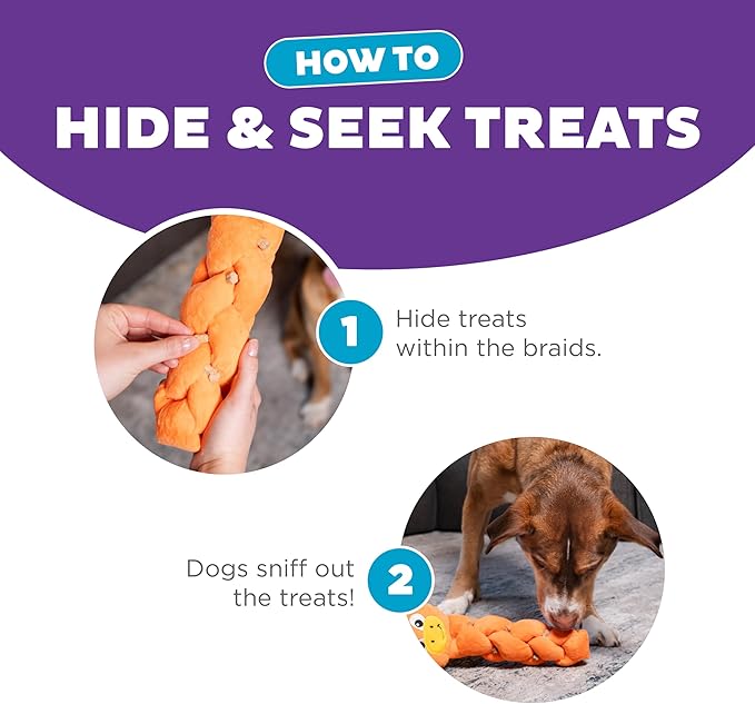 Outward Hound Nina Ottosson Twistiez Interactive Plush Dog Puzzle Dog Enrichment Toys Dog Treat Puzzle, Plush, Dragon, Orange
