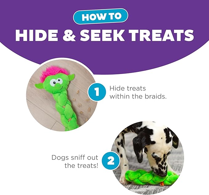 Outward Hound Nina Ottosson Twistiez Interactive Plush Dog Puzzle Dog Enrichment Toys Dog Treat Puzzle, Plush, Small, Green